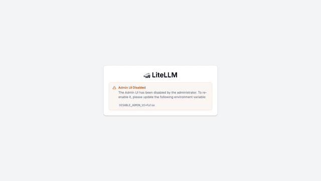 Admin UI Disabled message
