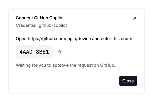 GitHub verification code and sign-in link in LiteLLM