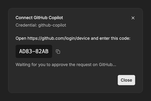 GitHub verification code and sign-in link in LiteLLM