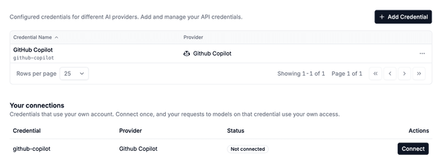 Connect a GitHub account from Your connections in LiteLLM