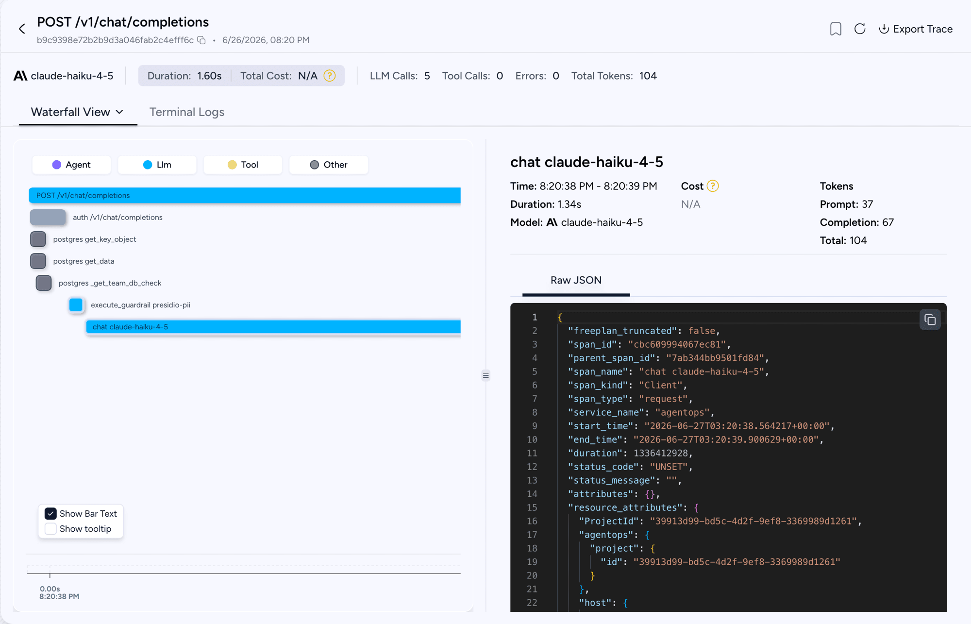 LiteLLM trace in AgentOps