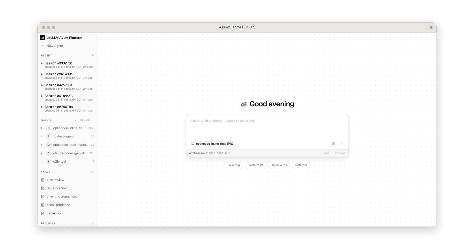 LiteLLM Agent Platform: agent.litellm.ai